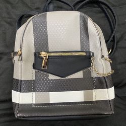 Black & Gray Mini Backpack with Wallet 