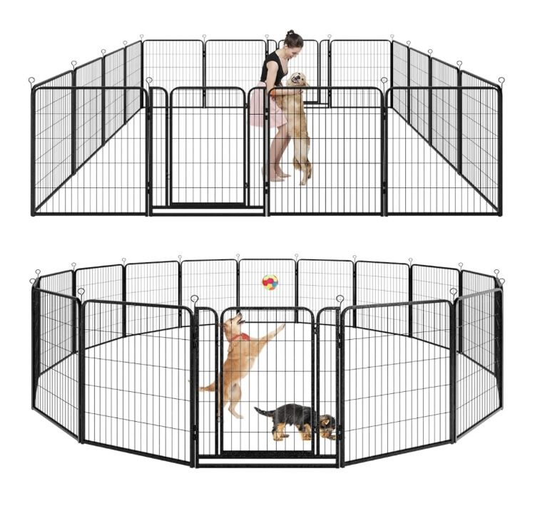 Dog Playpen Outdoor Extra Wide 12 Piece Panels Heavy Duty Dog Fence 47" Height Anti-Rust with Doors Portable for RV Camping Yard, Total 32FT, 79 Sq.ft