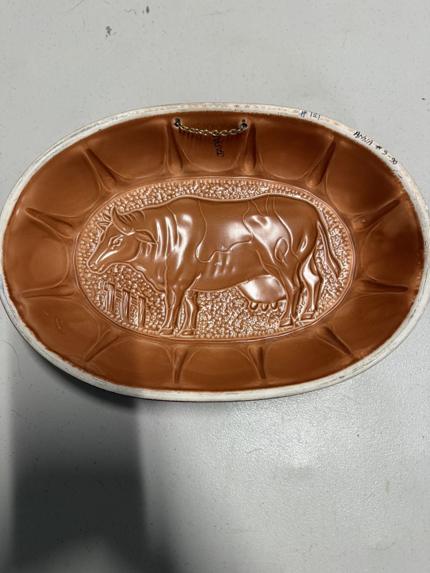 Vintage Raised Cow Pottery/ Bowl 12’’