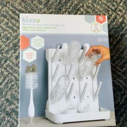 Bottle drying rack and brush set