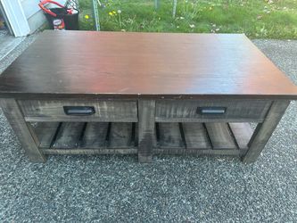 Rustic Wood Coffee Table with Drawers