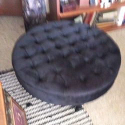 Large Beautiful Black Ottoman 