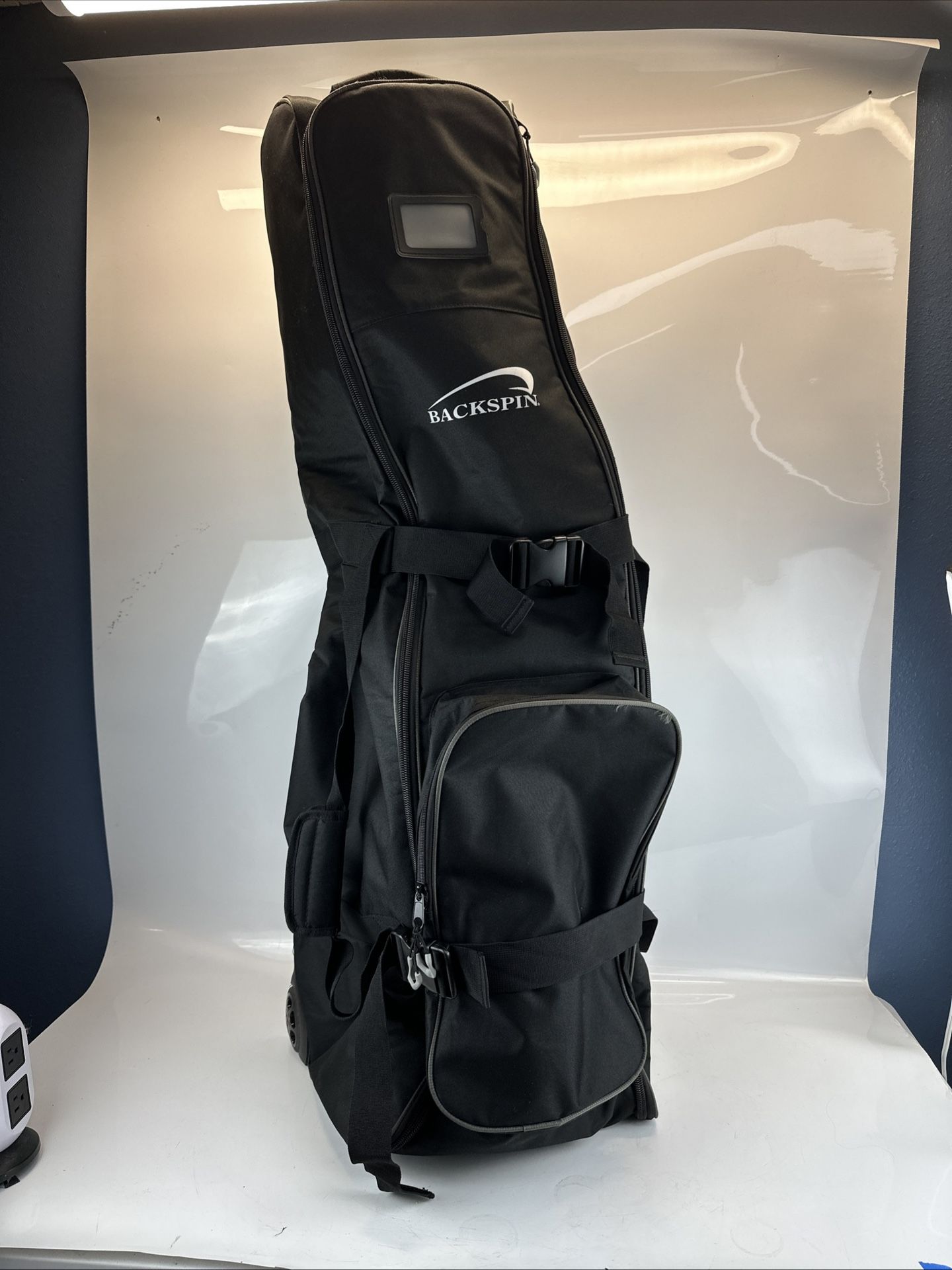 Backspin Golf Travel Cover Bag with Wheels & Straps – Black Soft Case