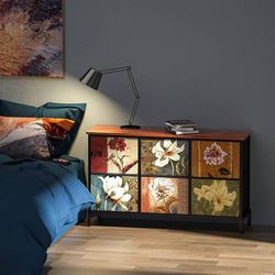 TV Stand Dresser for Bedroom W/ 6 Drawer, Sturdy Fabric Storage Dresse

