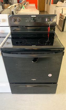 New scratch and dent Whirlpool black glass top range 1 year warranty