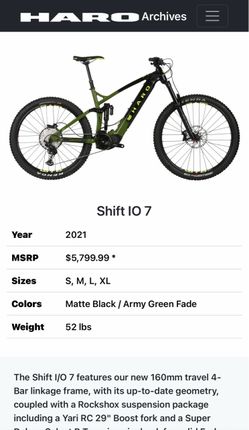 Haro Shift I/O 7 (or Shift Plus I/O 7) full-suspension electric mountain bike