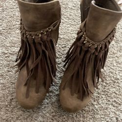 Fringe Wedge Booties