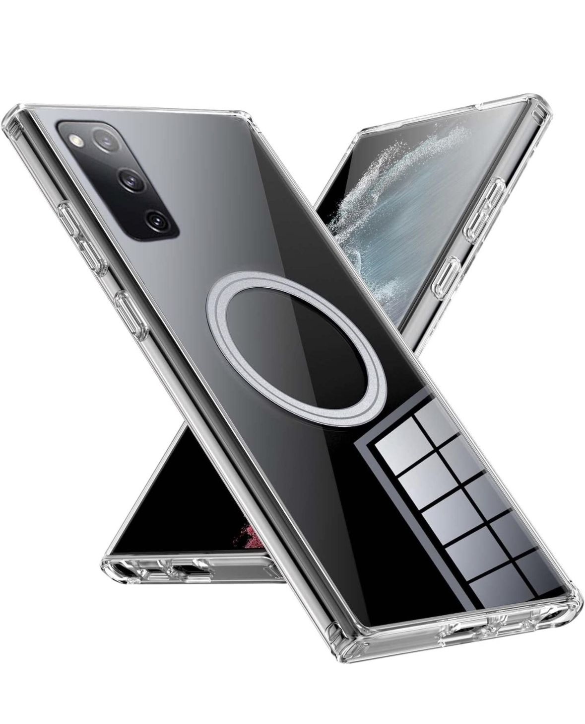 Galaxy S20 FE Magnetic Case 5G Compatible with Magsafe Charger Crystal Ultra Slim Fit Bumper Shockproof 360°Full Body Protection with Airbag Cover (Cl