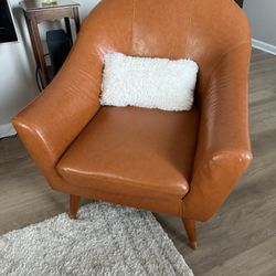 Mid century Modern Leather Chairs Set Of Two Matchinf