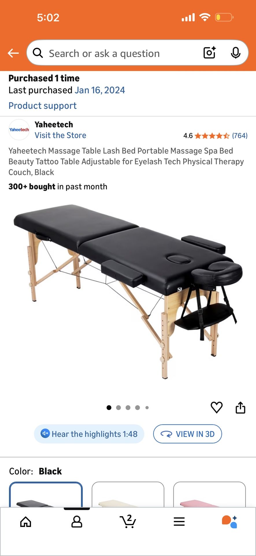 Massage table