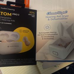 Atom Pro2 Hearing Aids + Hearing aid dryer and Dehumidifier