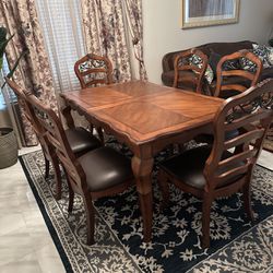 Formal Dining Table And Chairs, Brown, Retail $3000