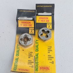 Irwin Hanson 1" Hex Fractional Dies (7/16"-20 & 3/8"-24)