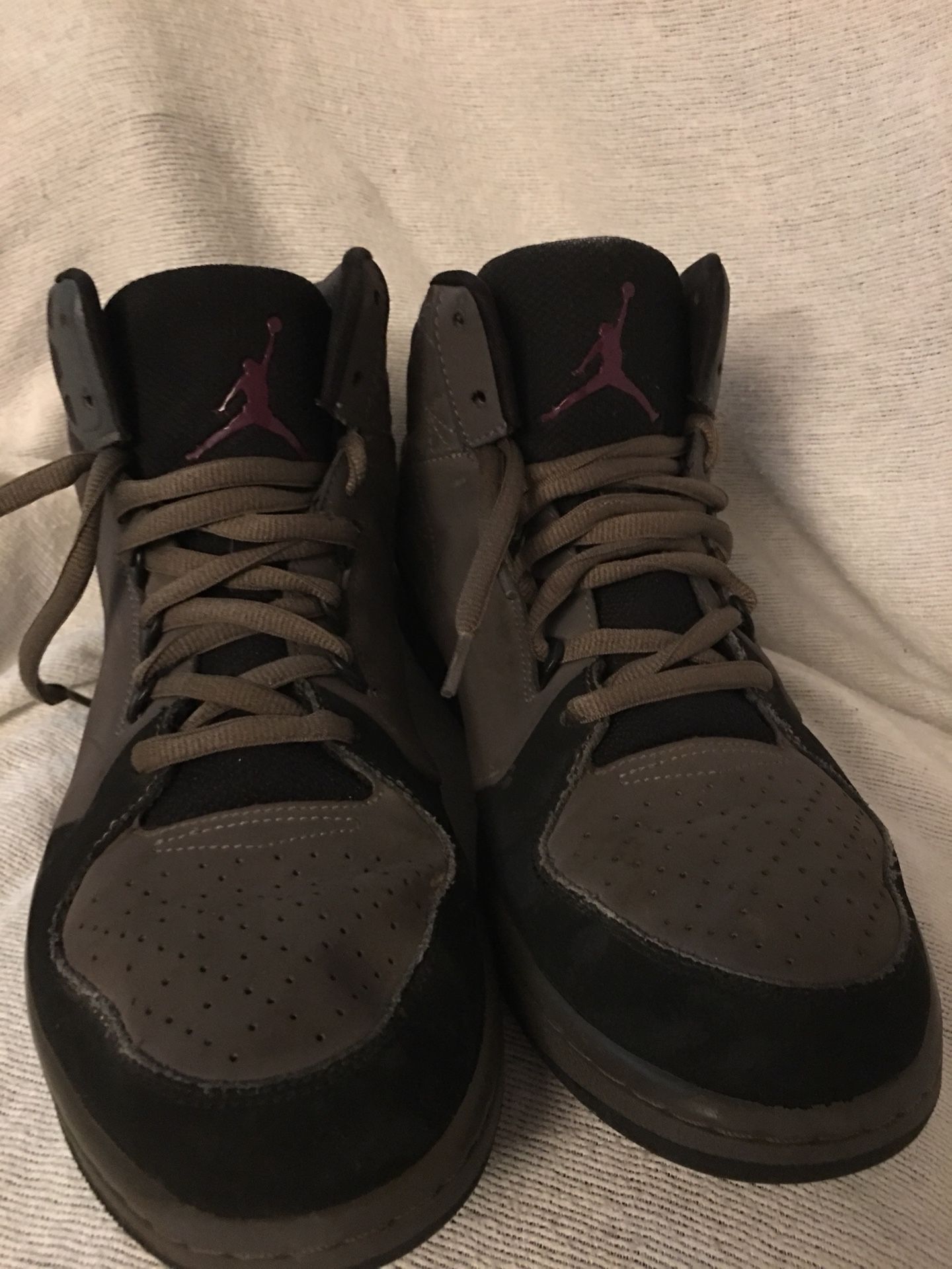 Nike Air Jordan 1 Flight 3 Sneakers Graphite/Bordeaux-Black 706954-015 Sz 12 Good Condition see pics new shoe strings