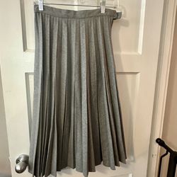 Gray Wool Pleated Skirt