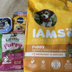 Dog Food Bundle For Sale Included: 1. IAMS 7lbs Chicken & Whole Grain Recipe 2. Cesar Chicken & Beef 3. Greenies 6ct Dental Treat 4. Pedigree All Bran