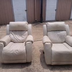 Matching Oversized Rocking Faux Leather Recliners 