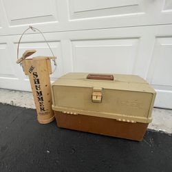 Vintage Tackle Fishing box And The Shummer Chummer Chum Bucket 