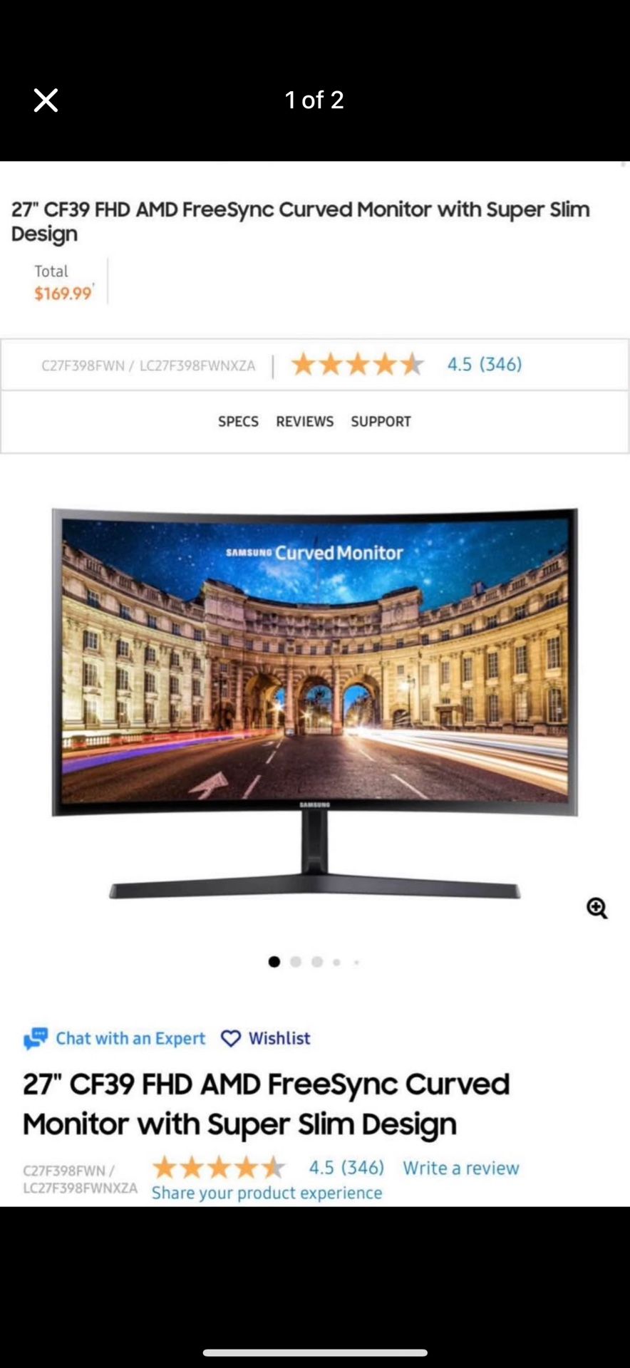 Samsung 27” Curved Monitor - BRAND NEW IN BOX NEVER OPENED