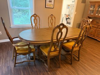 Vintage Wood Dining Table with 6 Chairs
