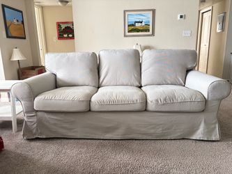 Sofa Couch Beige/light gray Three Seats