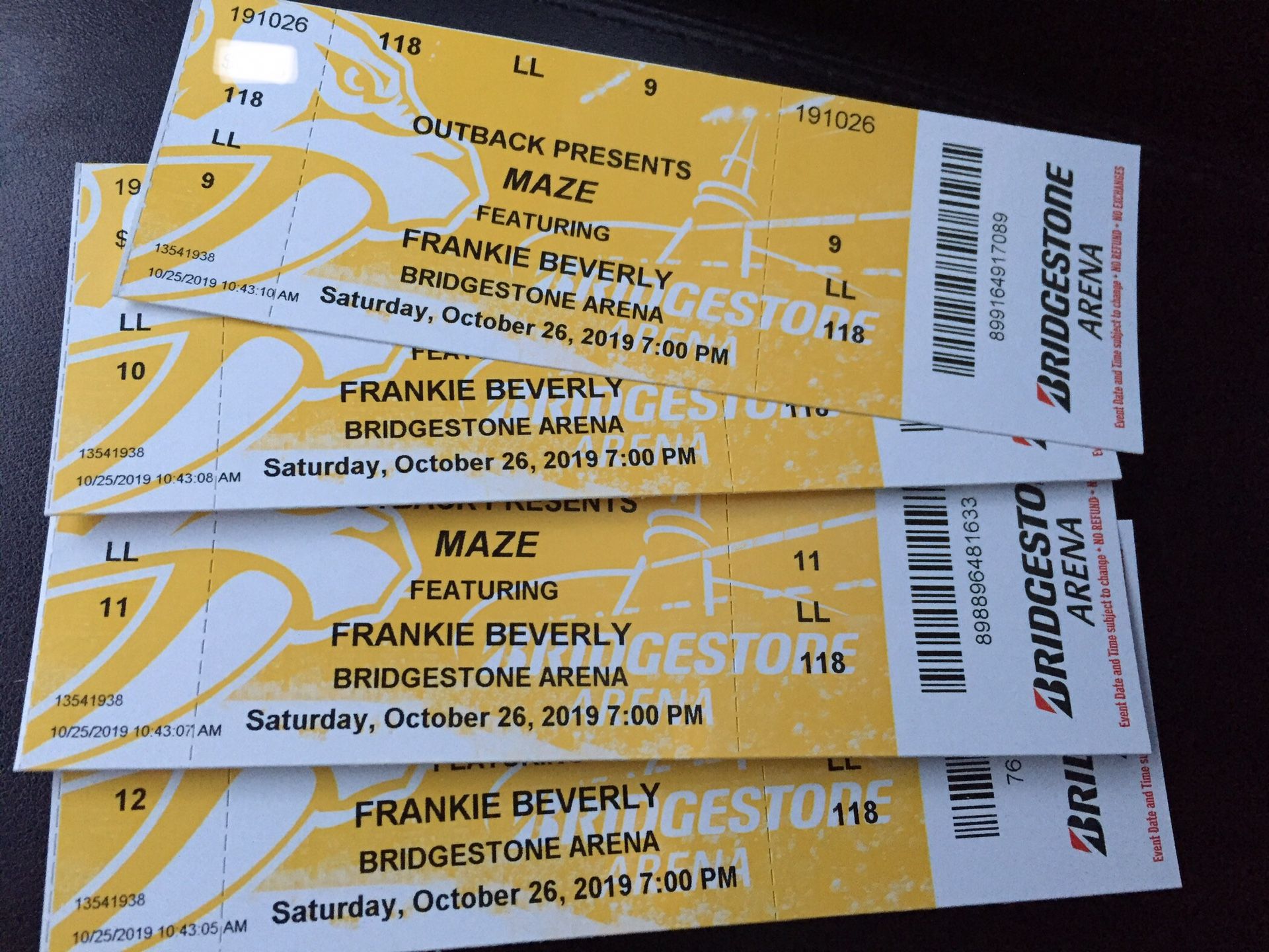 4 tickets Frankie Beverly