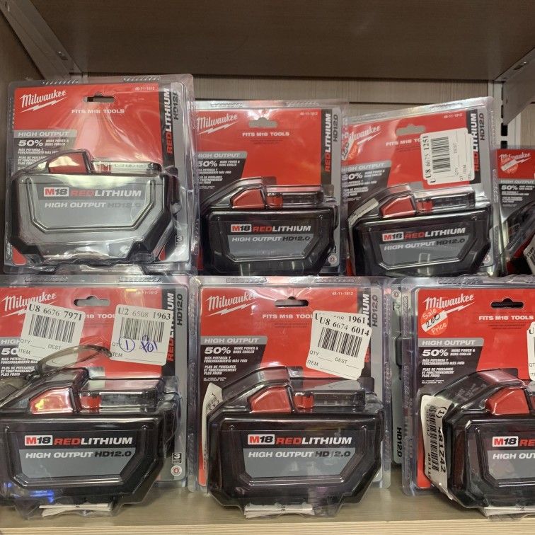 Milwaukee New Battery 12.0 High Output $200 Each One
