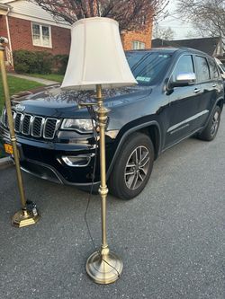Brass Floor Lamp with White Shade