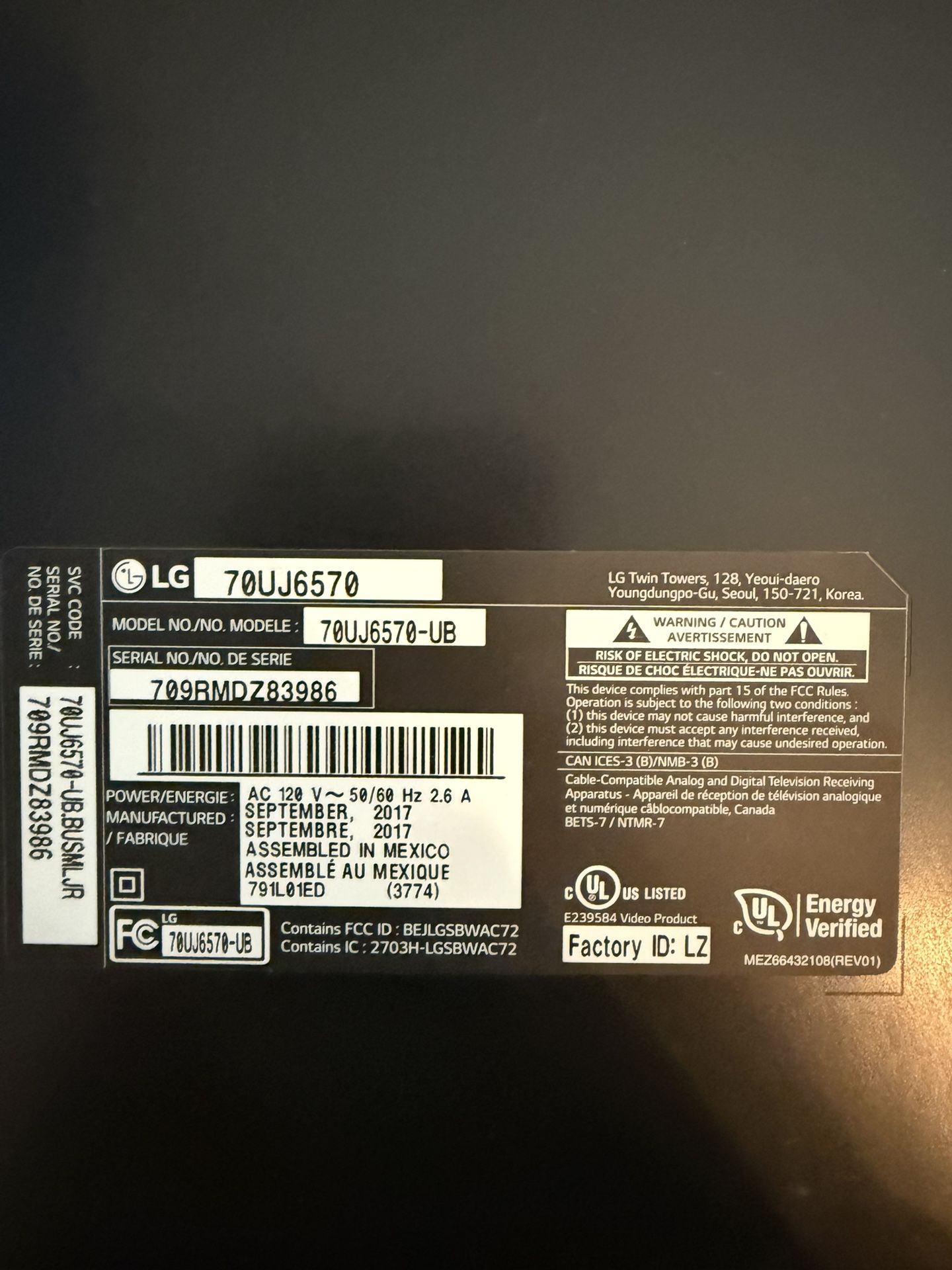 LG 4k UHD Smart Led Tv 70”class