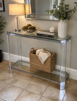 Modern Glass & Chrome Console Table | Entryway Table