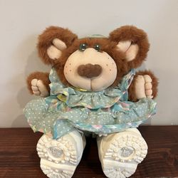 Furskins Junie Mae Teddy Bear Doll Xavier Roberts 14" Vintage 80s Stuffed Toy