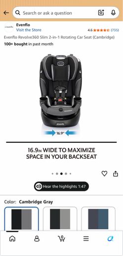 Evenflo Revolve360 Slim 2-in-1 Rotating Car Seat
