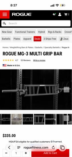 Rogue MG-3 Multi-Grip Bar – $200
