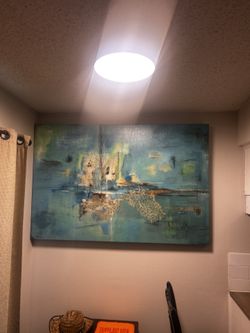Large Abstract Blue/Teal Canvas Wall Art