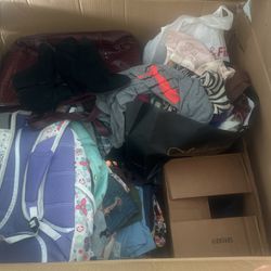 25”x 25” Box Of Clothes, Shoes And Bags For Sale 