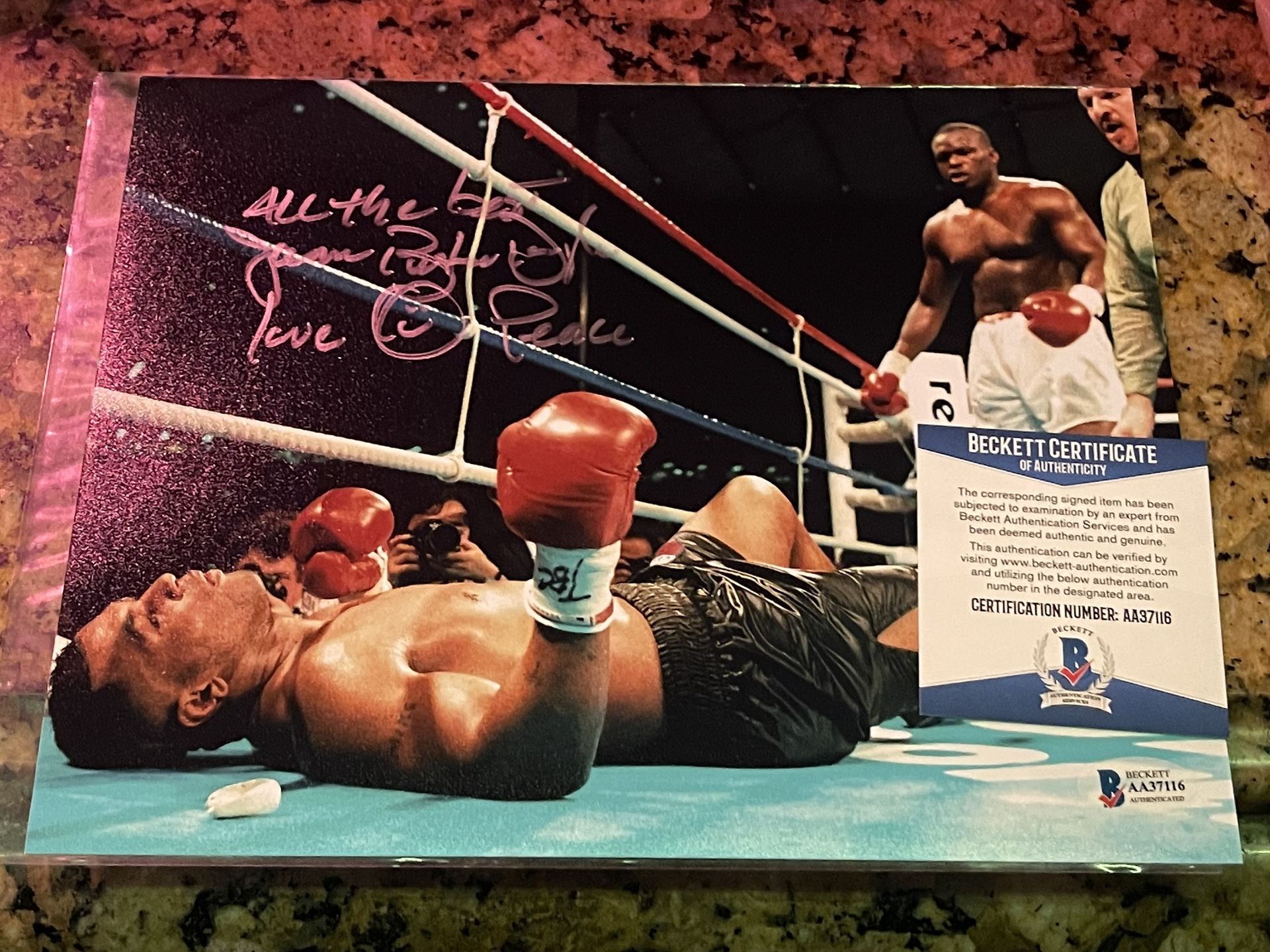BAS COA JAMES BUSTER DOUGLAS SIGNED VS TYSON KO 8x10 PHOTO