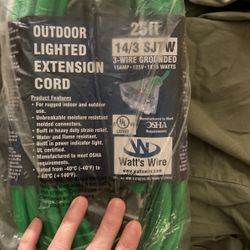 Brand New Watts Wire 25ft Outdoor Extension Cord