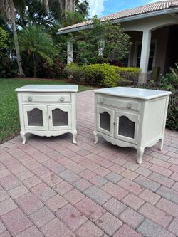 Vintage Drexel wire mesh French provincial night stands - PAIR