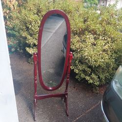 Antique Wood Oval Full Length Mirror