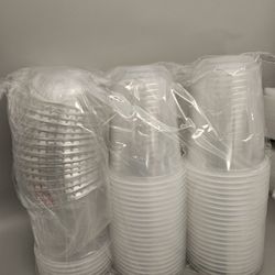 Disposable Cups With Lids And Black Forks 