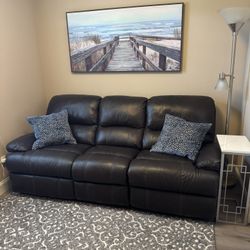 Brown Reclining Leather Sofa For Sale