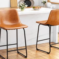 Leather Bar/Breakfast Nook Stools Set of 2