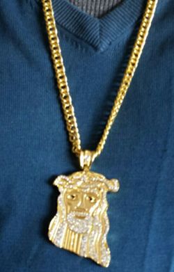 Mens Iced Out Lab CZ Goldplated Jesus Piece Pendant Charm Hip Hop