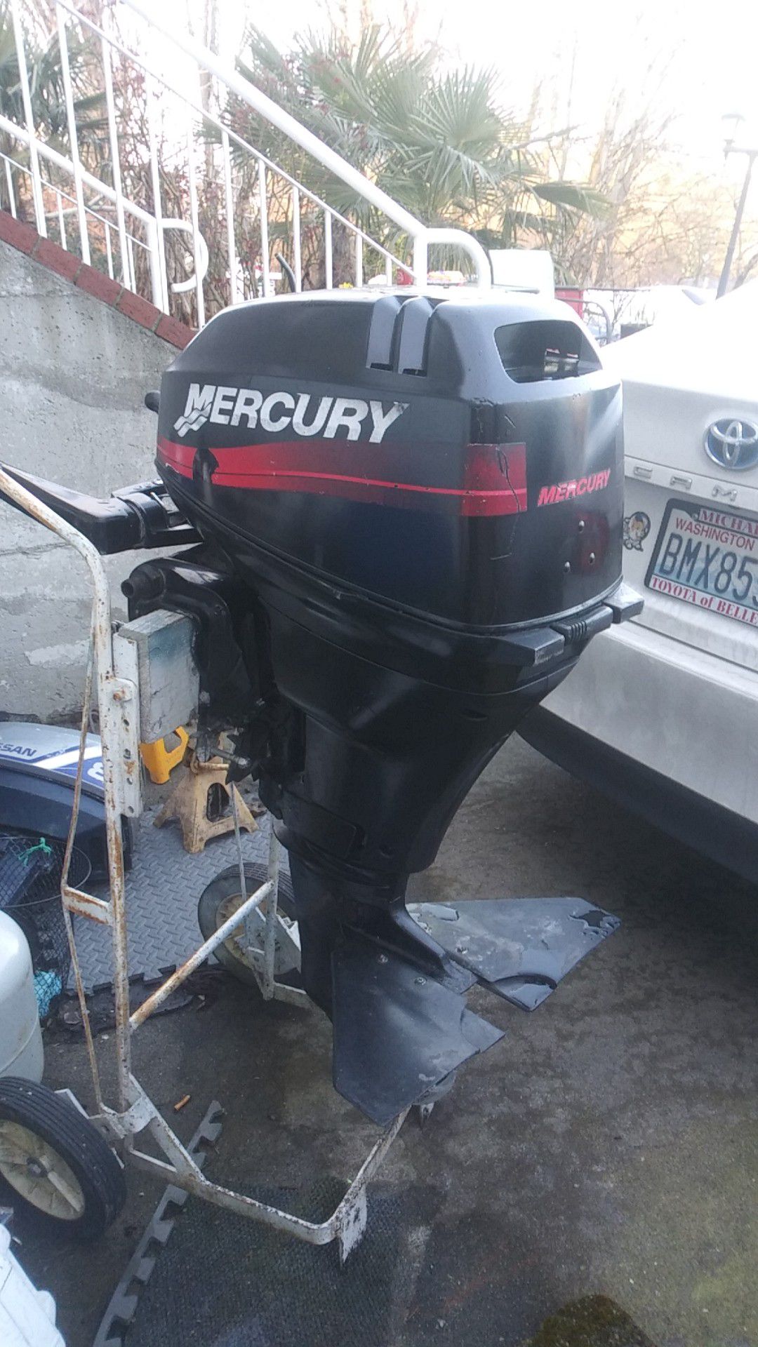 9.9 4 stroke big foot mercury Year 2000 $800 and 2005 mercury 4 stroke 15hp electric start and pull start $1000 and 20hp mercury $750 electric start