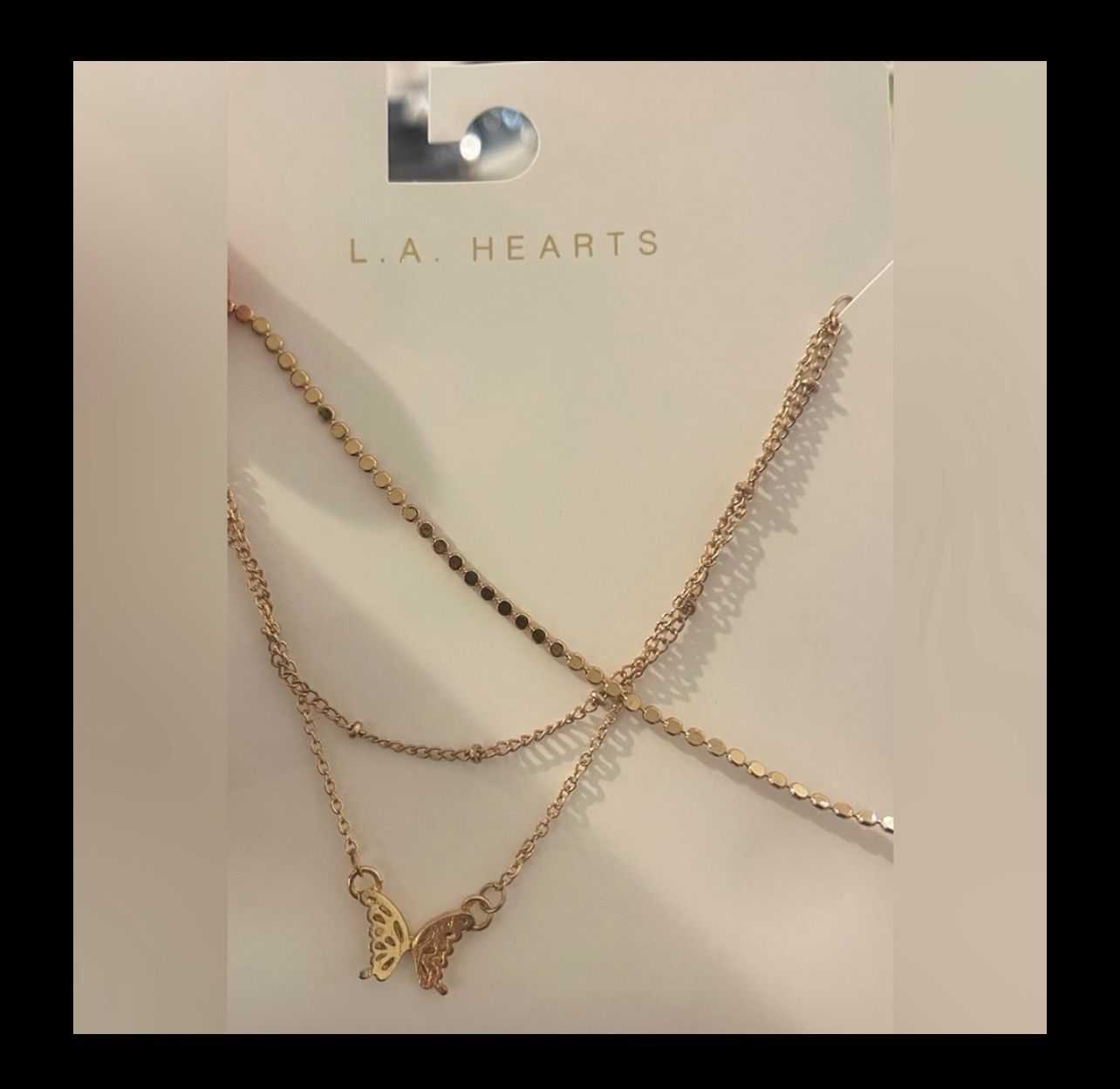 L.A. Hearts Layered Butterfly Necklace π