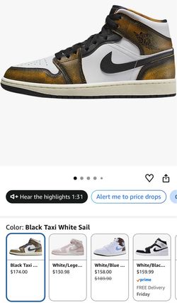 Air Jordan 1 Mid Black Taxi White Sail - Size 9.5 Men