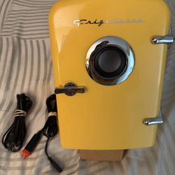 Frigidaire 6 Can Portable Retro Mini Cooler with Built-in Bluetooth Speaker, 4 Liter Personal Cooler, Yellow