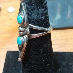 Vintage Sterling Silver Sleeping Beauty Turquoise Ring 