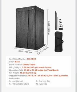 VEVOR Portable Vocal Recording Booth - 6.56 Ft - Home Studio - NEW