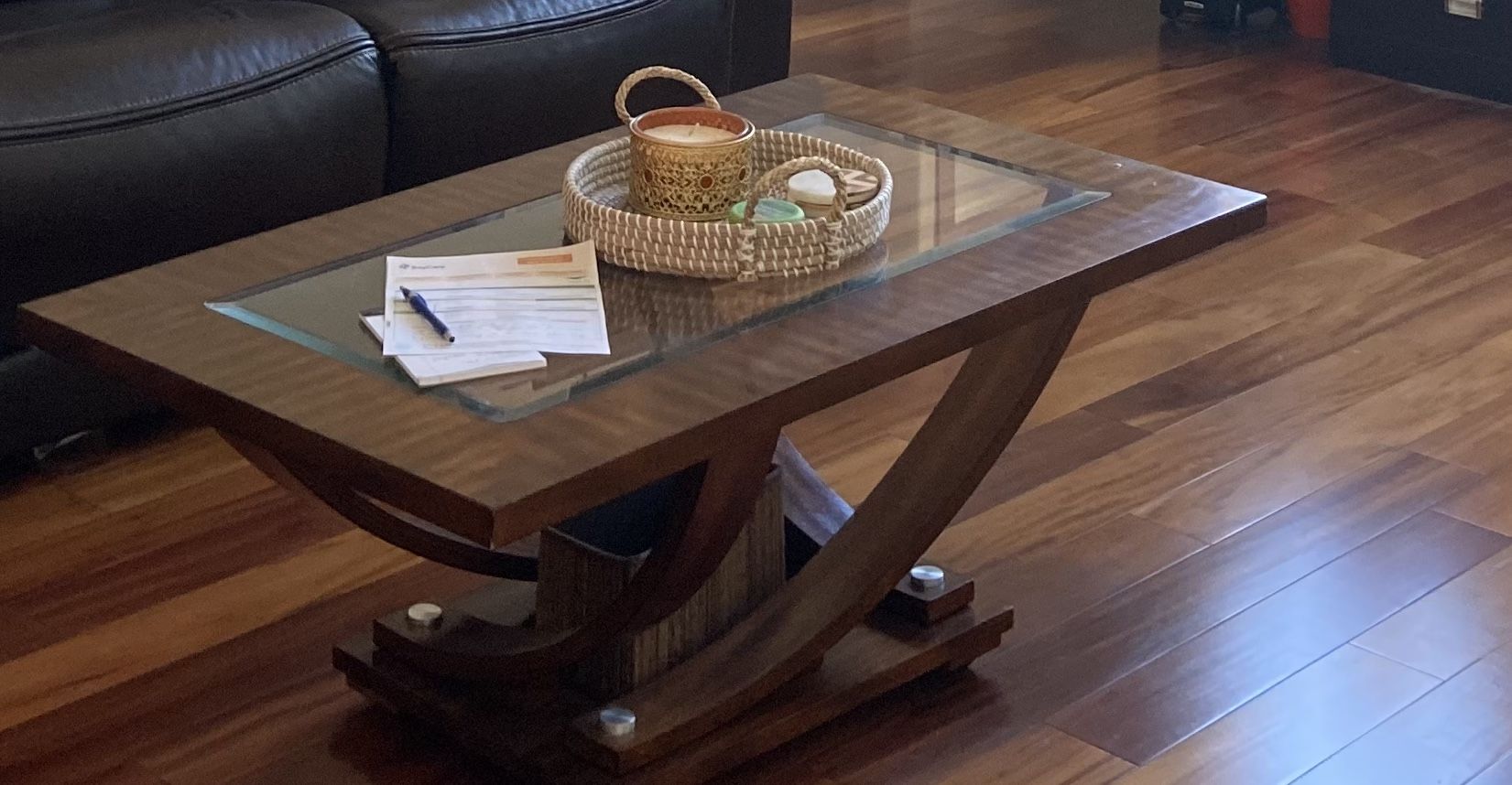 Glass Coffee Table With Rollers